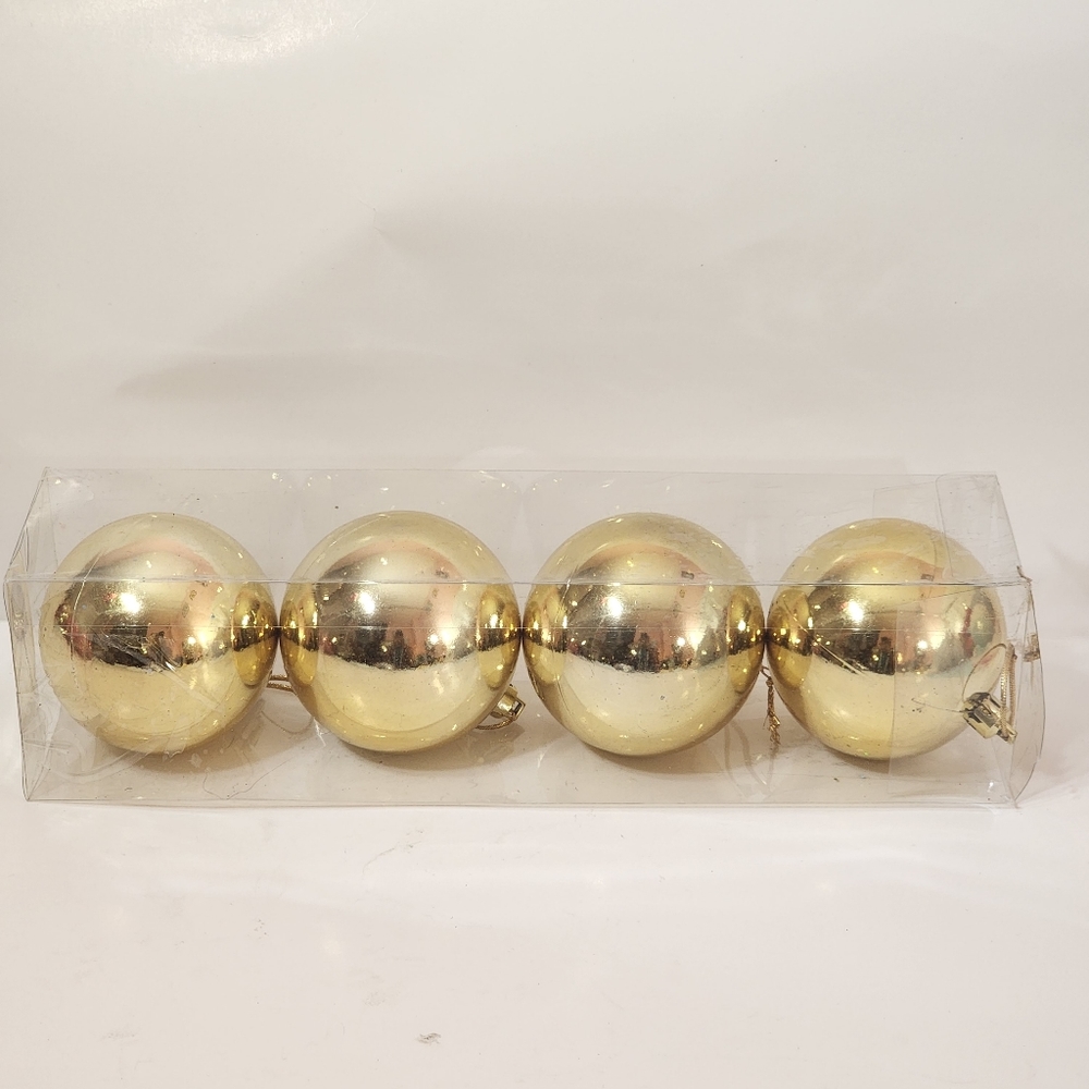 Vintage Mixed Lot of 4 Mercury Glass Christmas Ornaments Gold